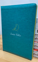 Bíblia de letra  grande Ntv sentipiel turquesa zíper con referencias