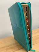 Bíblia de letra súper gigante riena Valera 1960 18 puntos turquesas y  cierre índice