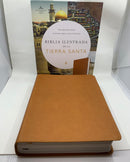 Biblia ilustrada de la Tierra Santa, café símil piel con índice / RVR 1960 holman