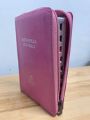 Bíblia bilingüe bilingual bible kjv para jovencitas reina Valera 1960 rosa cierre índice tamaño personal