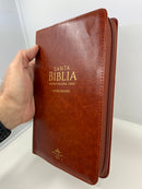 Bíblia de letra grande 12 puntos  riena Valera 1960 semipiel cafe Cierre