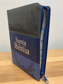 Bíblia de letra grande tamaño manual Reina Valera  1960 con índice cierre azul negro
