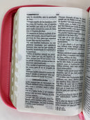 Bíblia para Mujer tamaño bolsillo rosa flores piel imitación cierre índice 8 .5