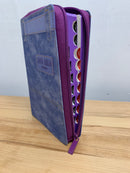 Biblia letra grande para mujer rv1960 azul/lila jean con indice tamano manual 12 PUNTOS