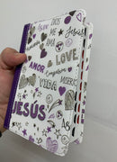 Bíblia para jovencitas Reina 1960 tamaño bolsillo tela índice lila palabras de vida