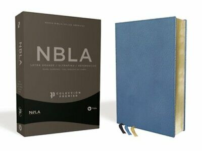 Biblia del ministro NBLA Ultrafina, Colección , Azul, piel genuina de cabra letra grande