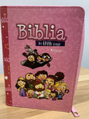 BIBLIA MI GRAN VIAJE LETRA GRANDE  PARA NIÑAS REINA VALERA 1960 ROSA CIERRE